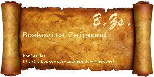 Boskovits Zsigmond névjegykártya